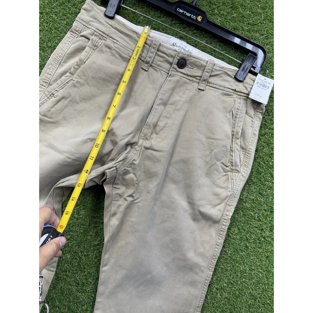 Abercrombie & Fitch Chino Pants Men 30x32 Khaki Super Slim Fit Stretch Tan NWT